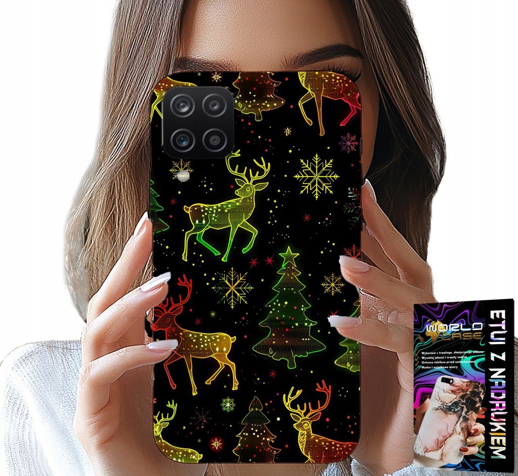 Gehäuse Für Samsung Galaxy A22 5G - Rentier, Schneeflocke, Weihnachtsbaum + Glas