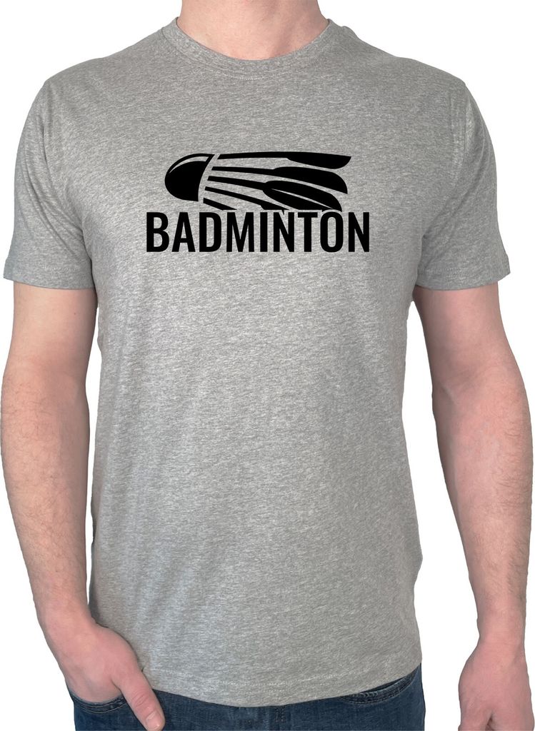 Huuraa Herren T-Shirt Badminton Federball S Sport Grey Bio Baumwolle Fairtrade Herrenshirt Geschenkidee