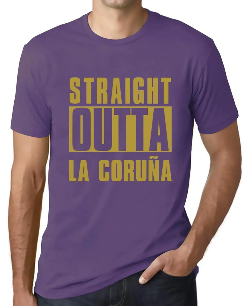 Herren Grafik T-Shirt Straight Outta La Coruña Öko-Verantwortlich Vintage Jahrgang Kurzarm Lustige Druck Geburtstag Geschenk Mann