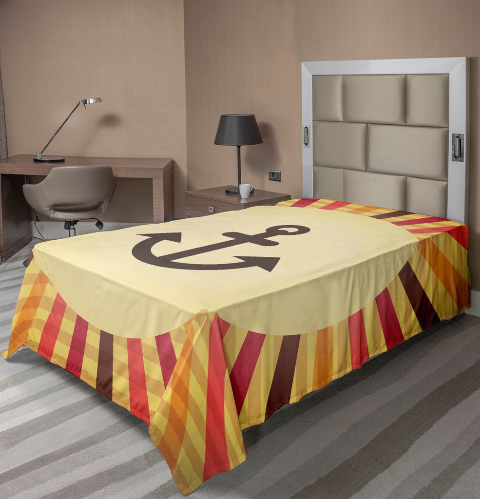 ABAKUHAUS Anker Bettlaken, Vintage Pop Art Segeln Anker Buntem Hintergrund Sicherheits Sicherheitssymbol, weiches bequemes oberes Bettlaken für ei...