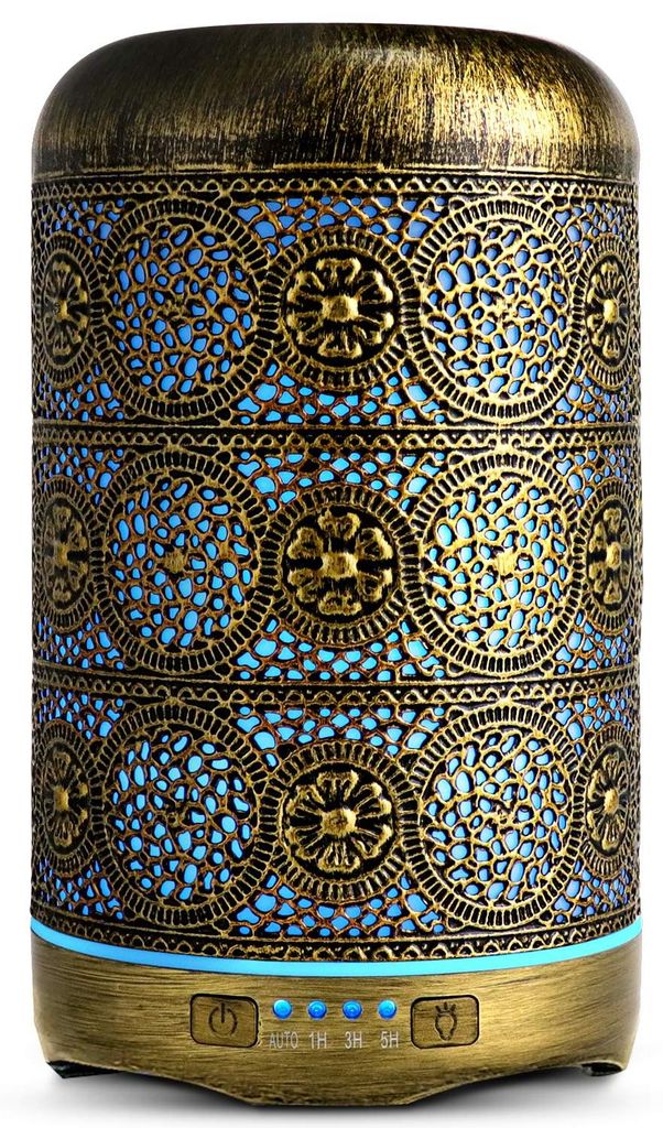 SALKING Aroma Diffuser, 260ml Metall Aromatherapie Diffusor für ätherische Öle, Raumbefeuchter Elektrisch Duftlampe, 7 Farbe Licht Vintage Diffu...