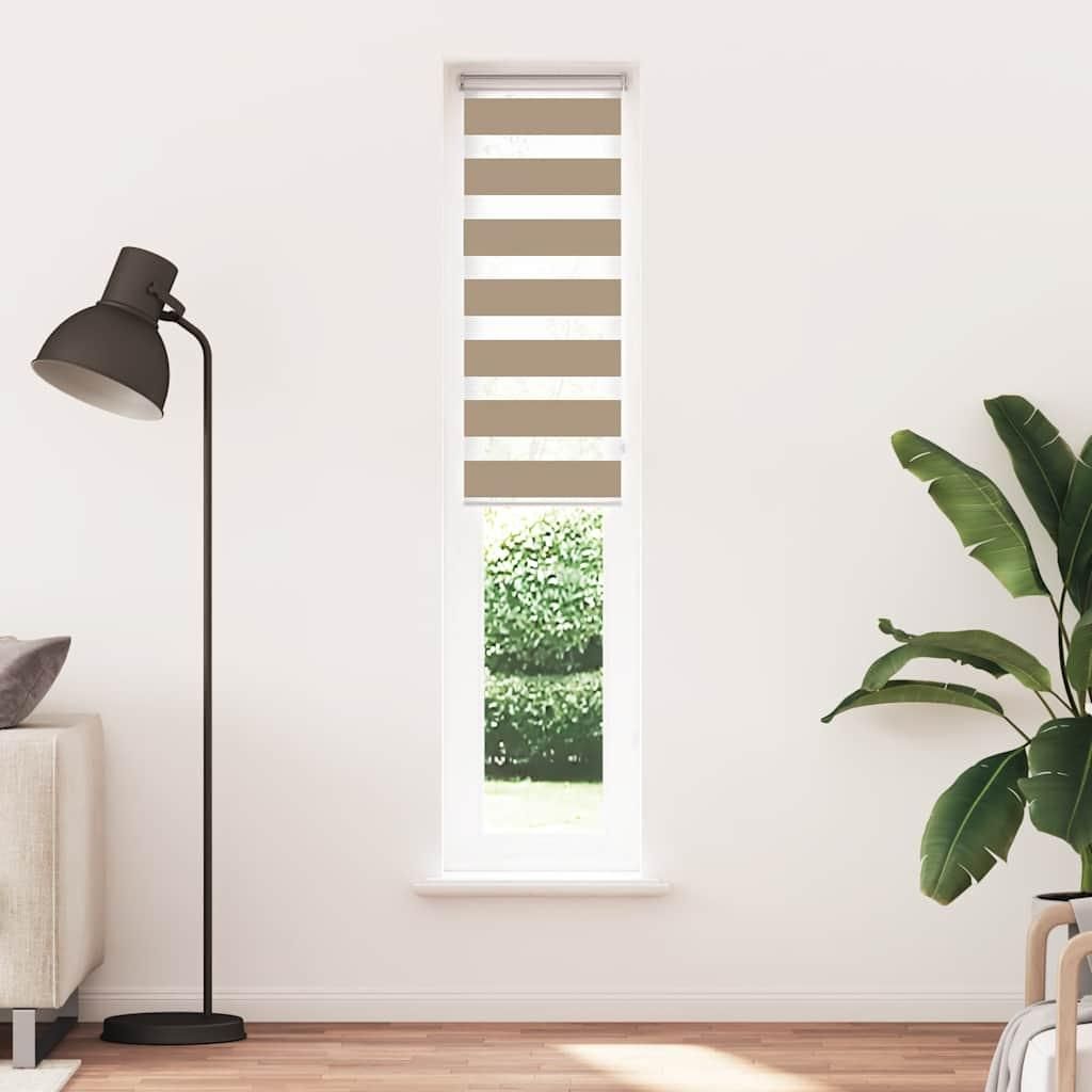 vidaXL Doppelrollo Sandbraun 45x200 cm Stoffbreite 40,9 cm Polyester