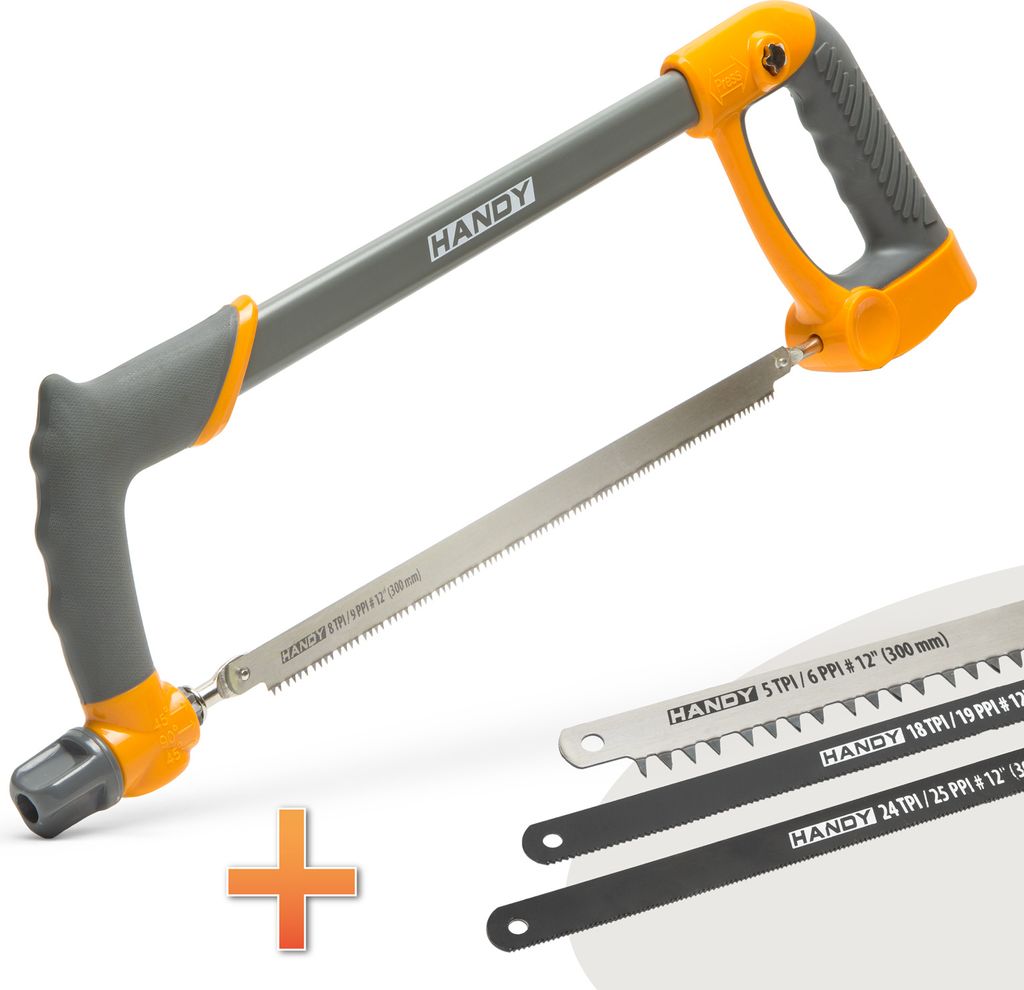 HANDY– Universelle Holzsäge/Bügelsäge – Inklusive 4 Arten von Sägeblättern – Bügelsäge