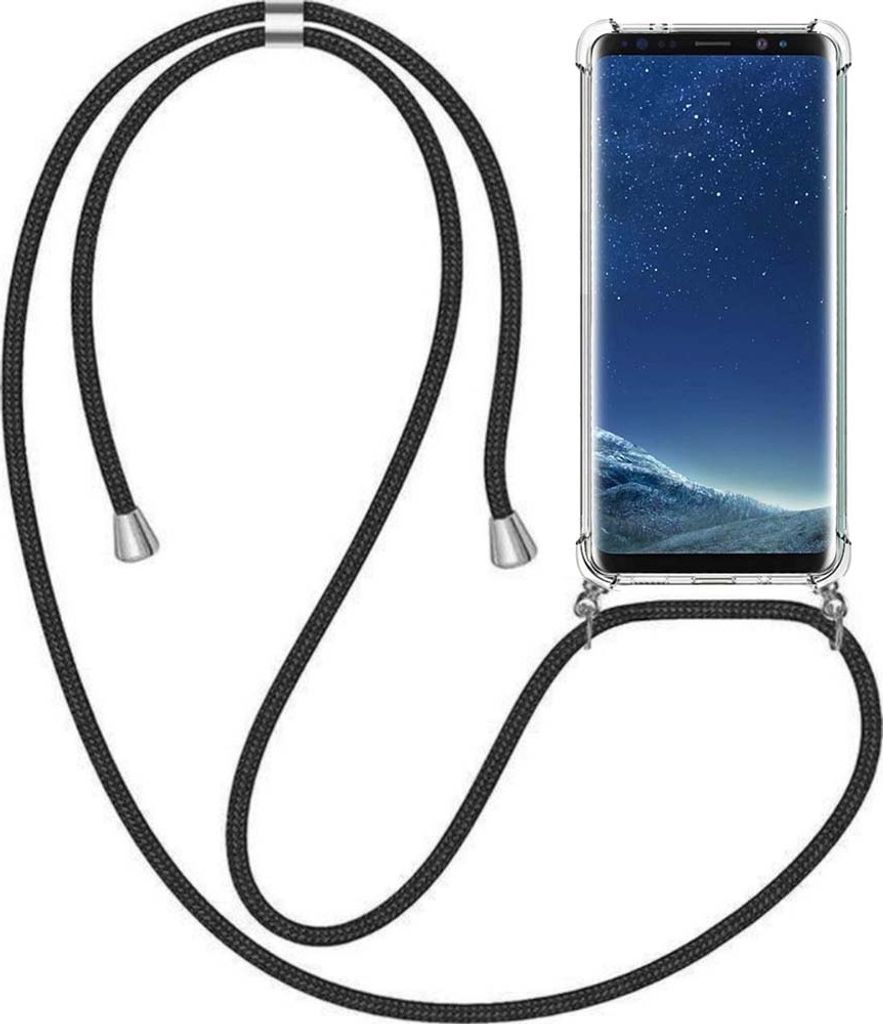 Handyhülle passend für Samsung Galaxy S8 Plus mit Handykette und Stoßfänger - TPU Backcover stoßfest mit Band - Smartphonica