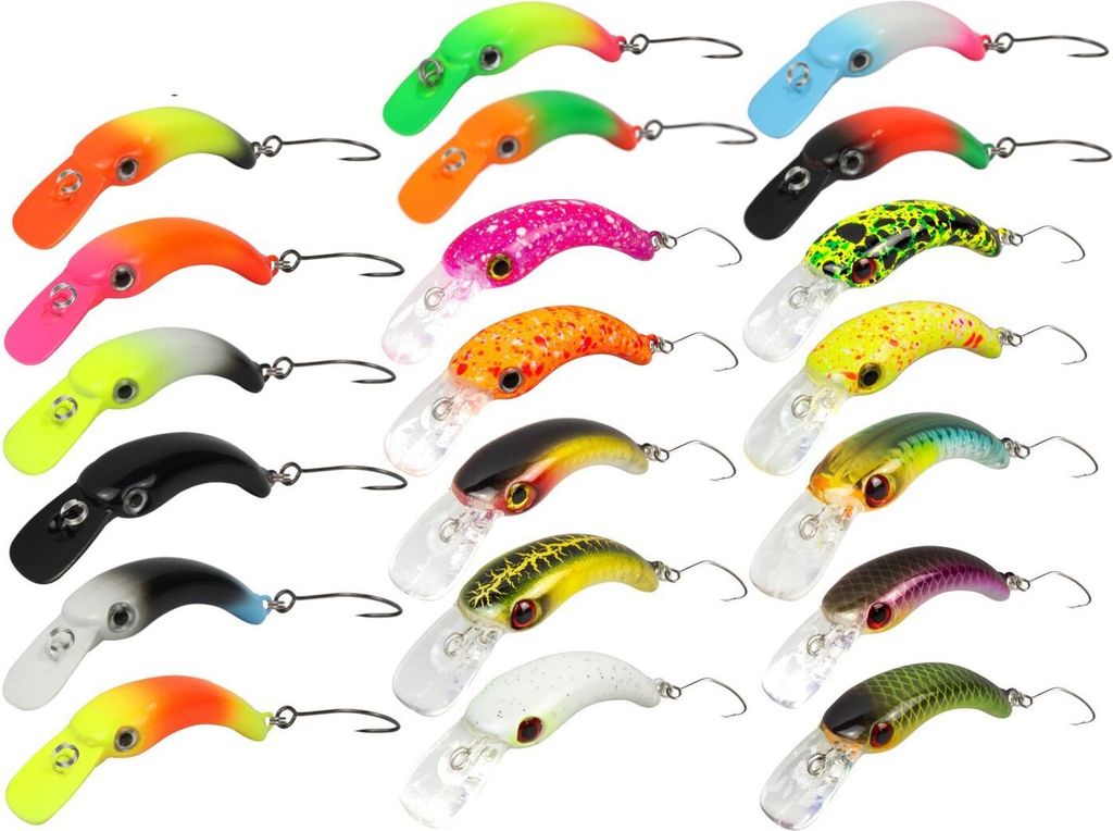 FTM Wobbler Masu 1,2g 2,9cm - Forellenwobbler, Farbe:weiß/schwarz/hellblau