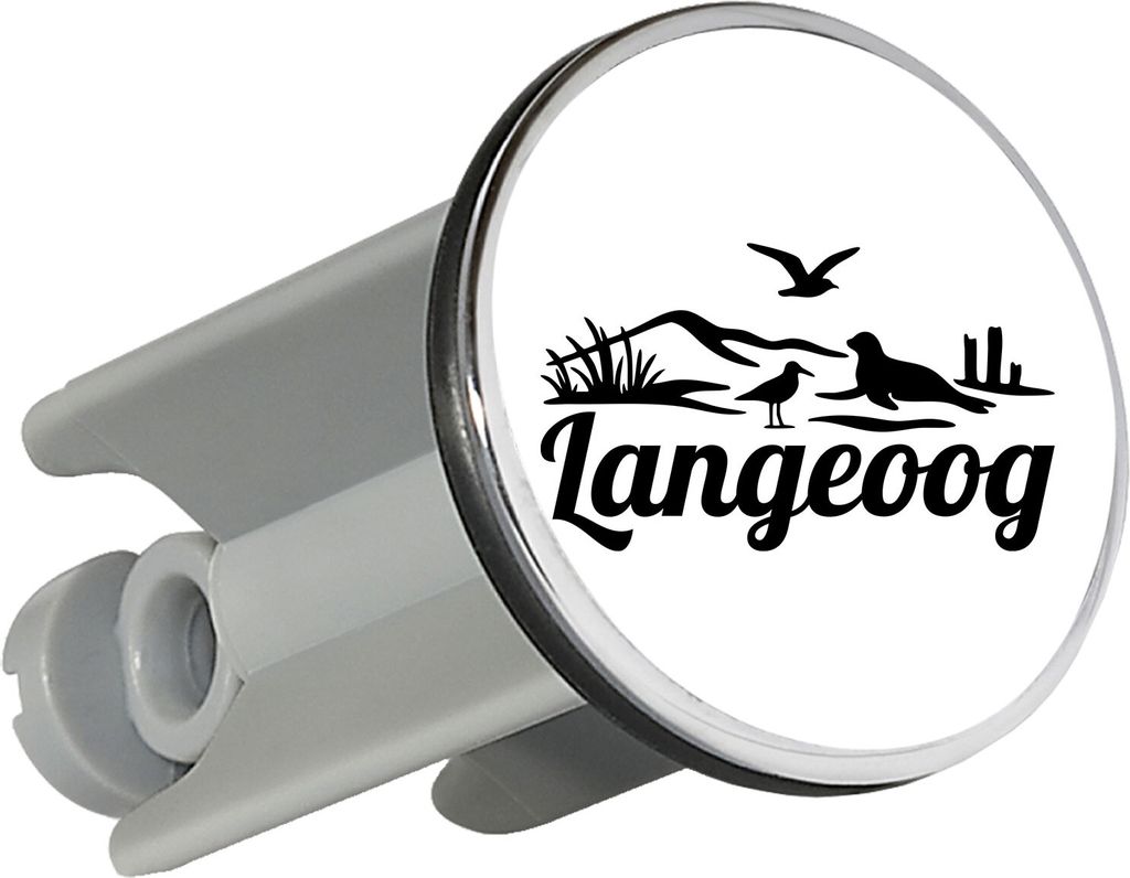 Huuraa Waschbeckenstöpsel Langeoog Strandmotiv 4cm höhenverstellbar Abflussstopfen Geschenkidee
