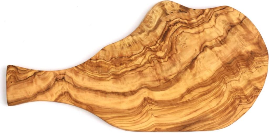 Borrelplank aus Olivenholz - Schneidebrett-Servierbrett-Frühstücksbrett mit Handgriff 40 cm.