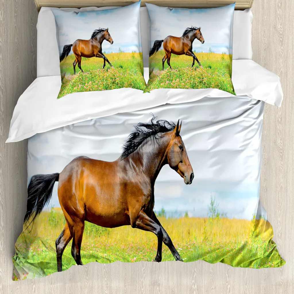 Set Letto 200x200 ABAKUHAUS Cavallo | Tessuto Ipoallergenico