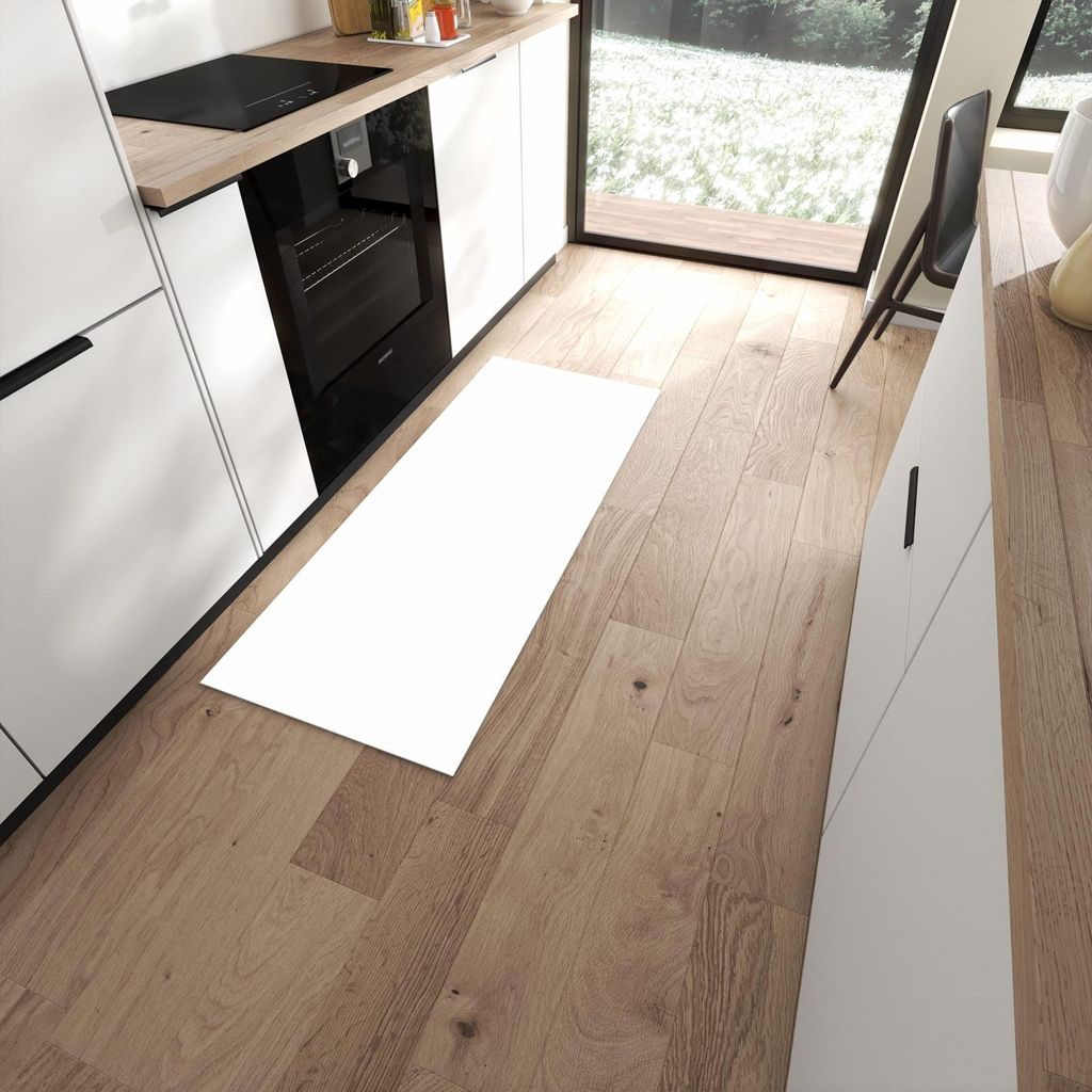 Küchenteppich 60x150cm rutschfest & abwischbar PVC Läufer - Weisser, Heller Hintergrund