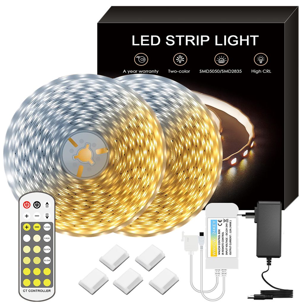 5M LED Strip Set Dimmbar, 3000K-6000K (Warmweiß bis Kaltweiß) LED