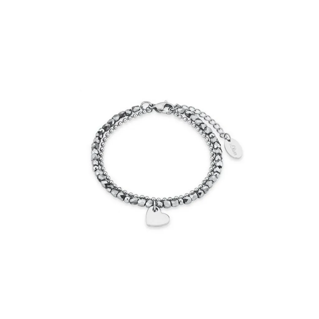 Bracelet Anti-Ternissement Cœur s.Oliver en Acier Argenté Durable 20cm