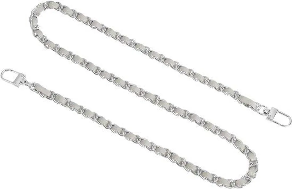 Bracelet en cuir gris avec porte-monnaie intégré et chaîne argentée