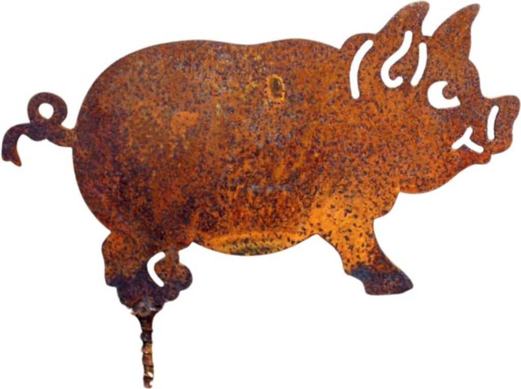 Gartenstecker Schwein Edelrost
