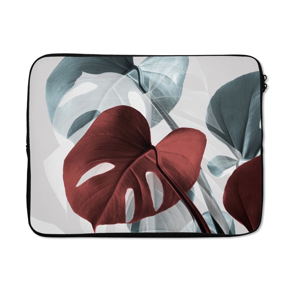 MuchoWow Laptop Hülle 15 Zoll Monstera - Rot - Pastell - Stilleben Laptoptasche - Laptoptasche - Sleeve - Rundum-Schutz