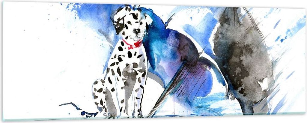 Bilder auf glas - Hund Regenschirm Regen Wetter - 90x30cm - Glasbilder - Wandbilder - Kunstdruck - zum Aufhängen bereit - Wanddekoration aus Glas ...