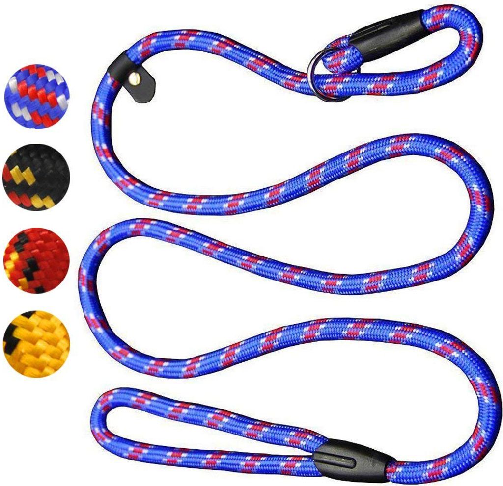 5 Fuß verstellbare Hundeleine aus Nylon für kleine und mittelgroße Hunde, Hundetrainingsleine, Slipknot-Leine für Haustiere, Blau