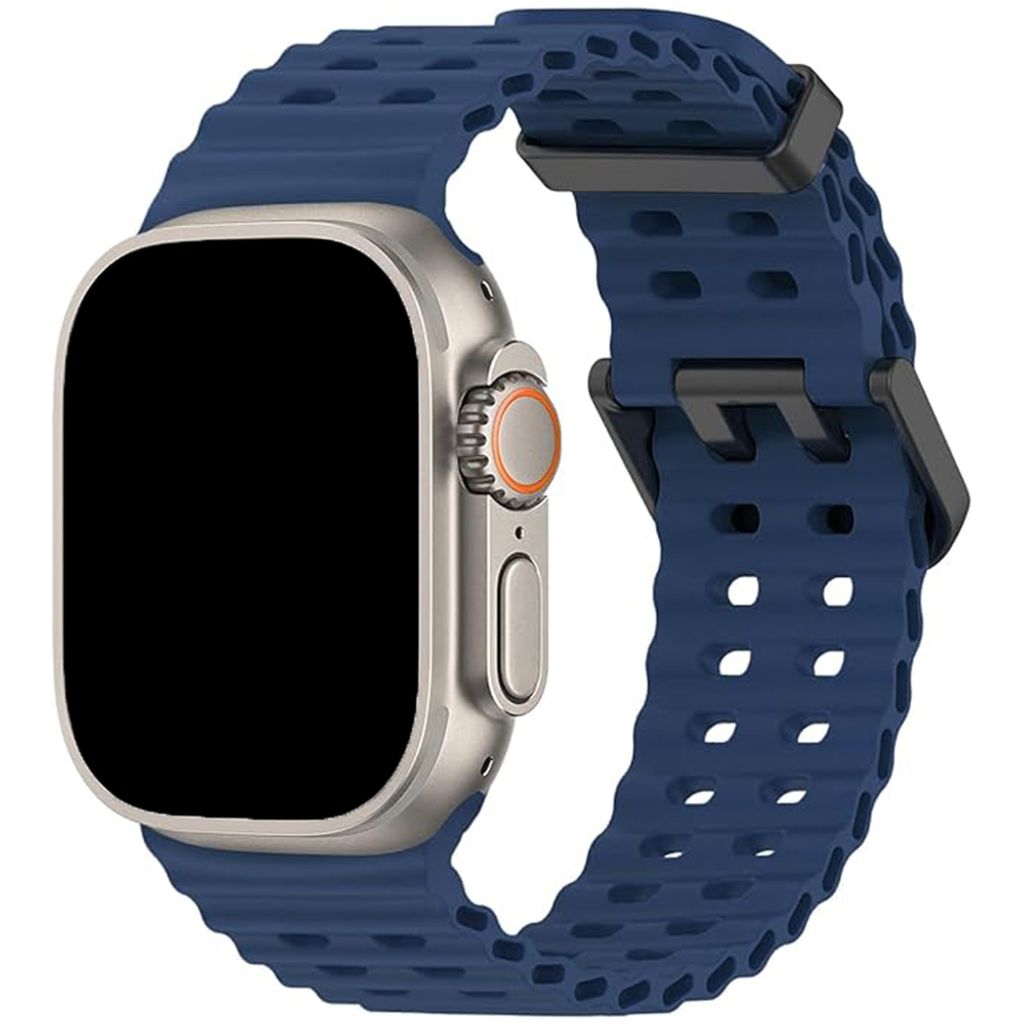 FFO2World Ocean Sport Band - Kompatibel mit Apple Watch 49mm 46mm 45mm 44mm 42mm - Dunkelblau - Atmungsaktives, weiches Silikonband für Männer & ...