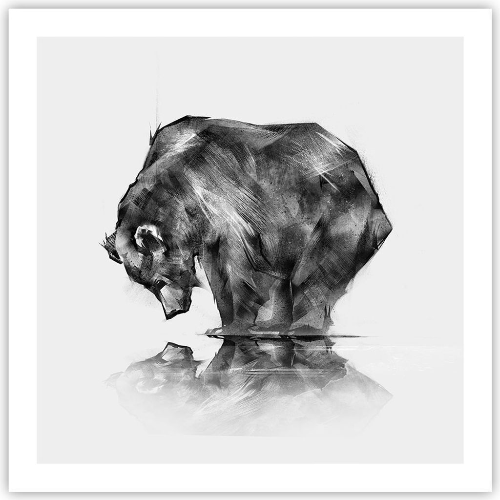 Poster - Poster ohne Rahmen - Bär Tier - 60x60 cm - Wand Bild - Wanddeko - Wandbilder - Kunstposter - Wandposter - Bilder - Kunstdruck - Wanddekor...