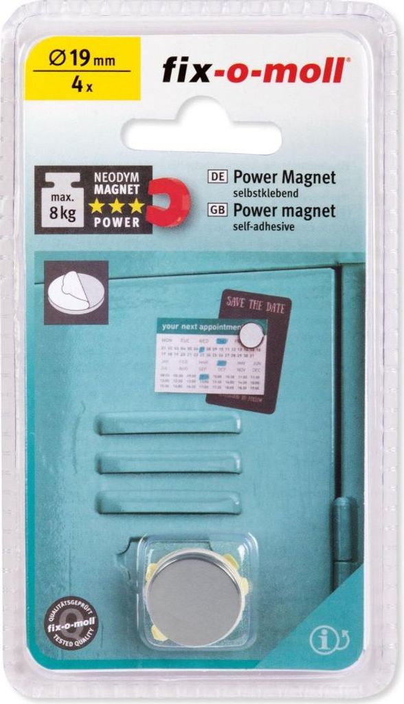 Product packaging for round magnets.