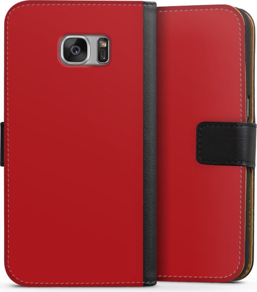 DeinDesign Klapphülle für Samsung Galaxy S7 Handytasche Lederhülle Tasche Farbe Rot einfarbig