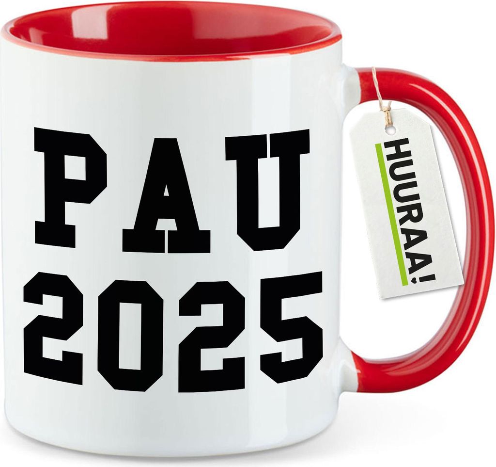 Huuraa Kaffeetasse PAU 2025 Abschluss Spanien 330ml Rot Keramik Kaffeebecher Geschenkidee