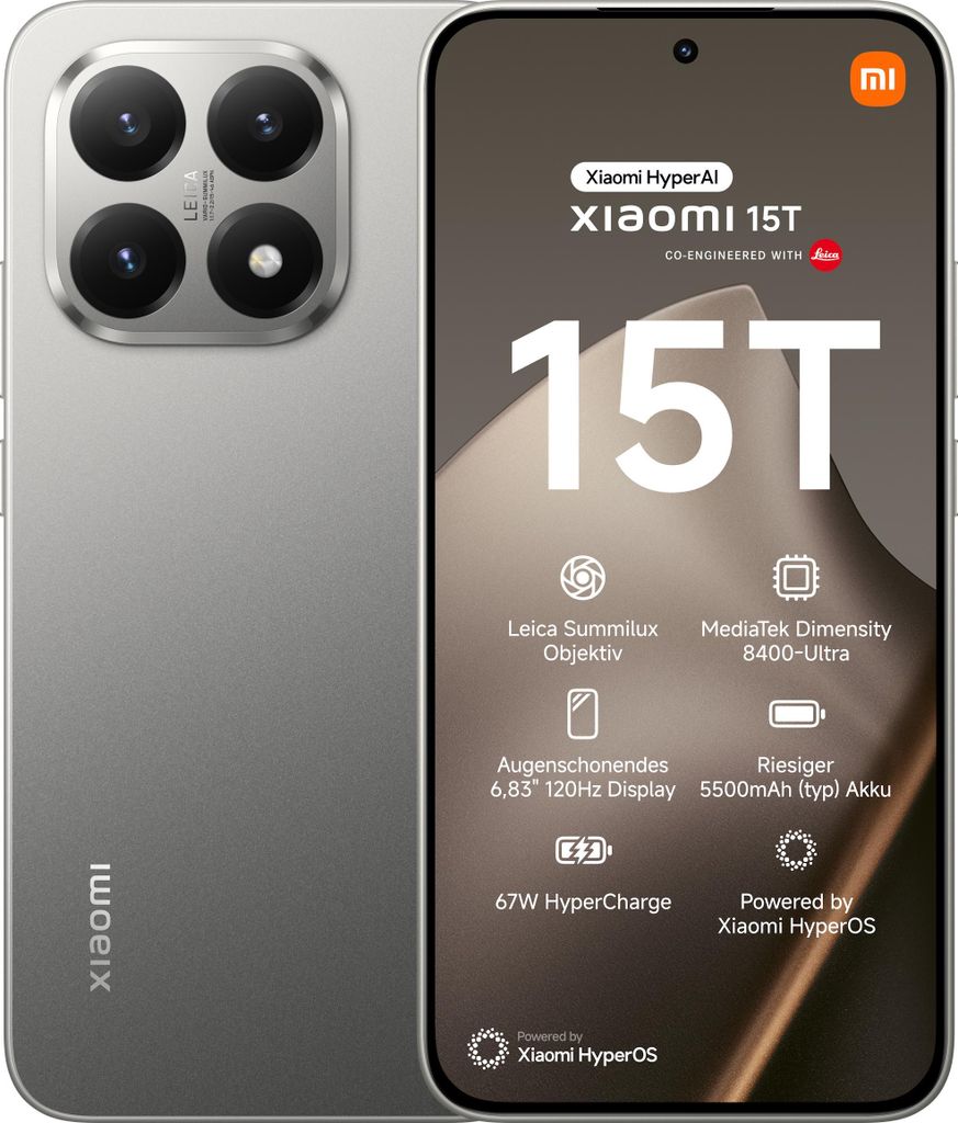 15T 12GB + 256GB Gray Smartphone Produktbild 