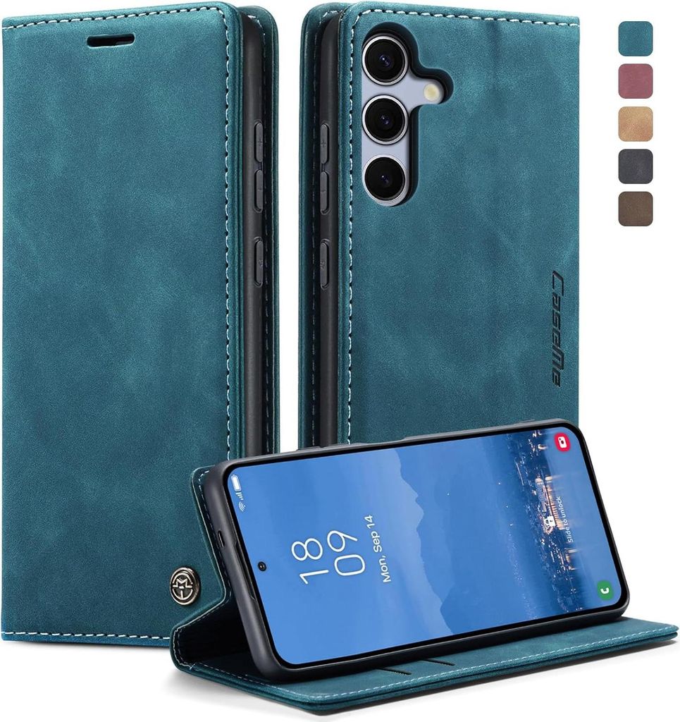 Handy Hülle für Samsung Galaxy S25 FE Klapphülle Case Cover Handy Tasche Etui-Dunkles Zyanblau