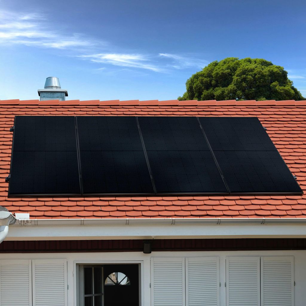 2000 Watt, Biberschwanzdach, Bifazial Komplettset, Balkonkraftwerk, Germany 5m Anschlusskabel, Verbundmontage horizontal, Hoymiles HiBattery 1920 AC