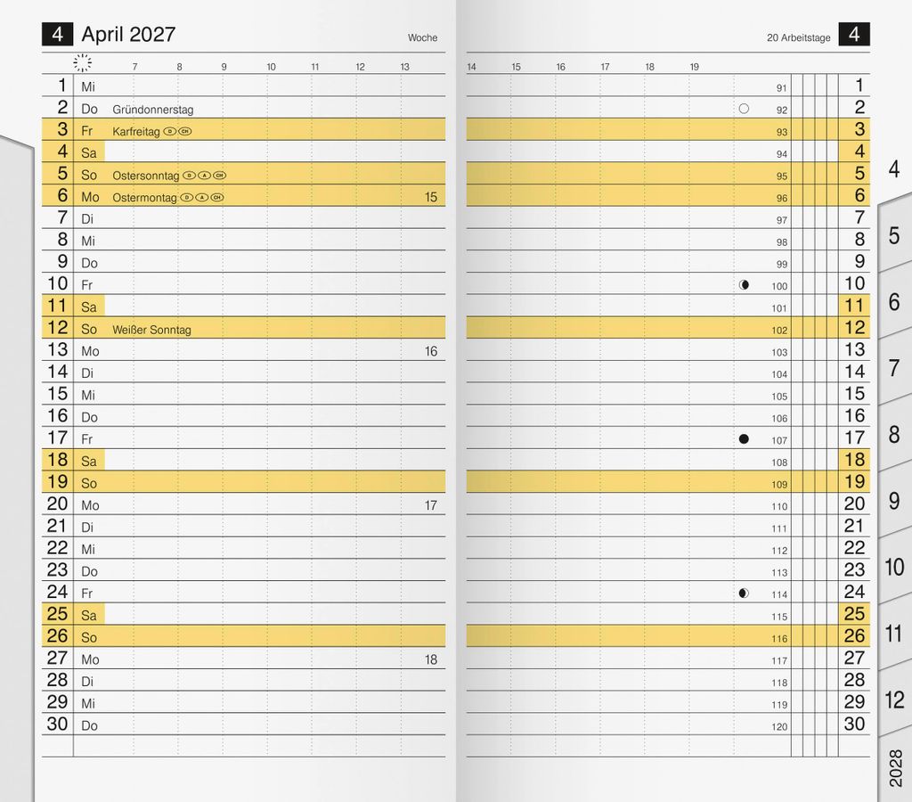 2027 rido/idé Ersatzkalender M-planer Register Produktbild 