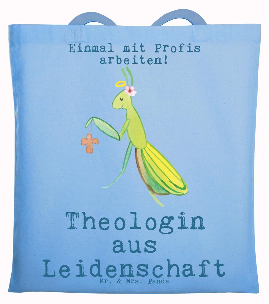 Mr. & Mrs. Panda Tote Bag Theologin Leidenschaft - Sky Blue - Geschenk, Tasche, Tragetasche, Laptoptasche, Shopping, Jutebeutel