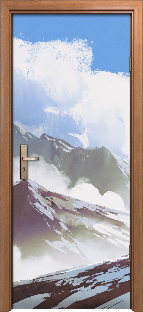 Türposter 80x200 cm Türaufkleber Türtapete Türfolie Klebefolie Landschaft Wanderers mit Rucksack Berg