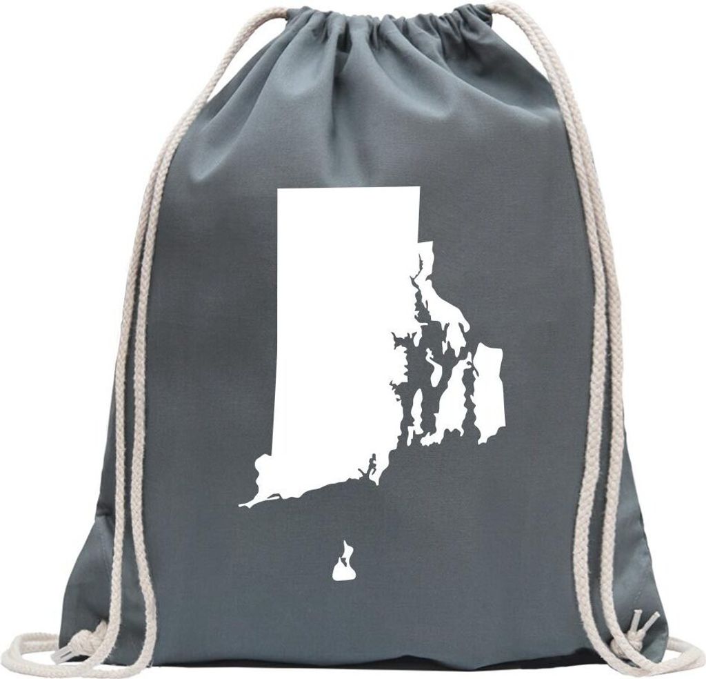 Kiwistar - Turnbeutel - stahlgrau - USA - Bundesstaat - Rhode Island - Fun Rucksack Sport Beutel Gymsack Baumwolle mit Ziehgurt