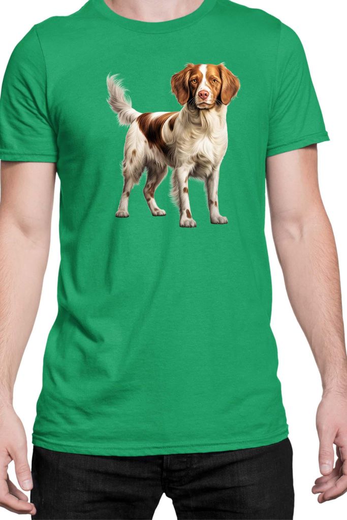 Herren T-Shirt Dogs Breeds Brittany Dog Breed 007, Man S / Grün
