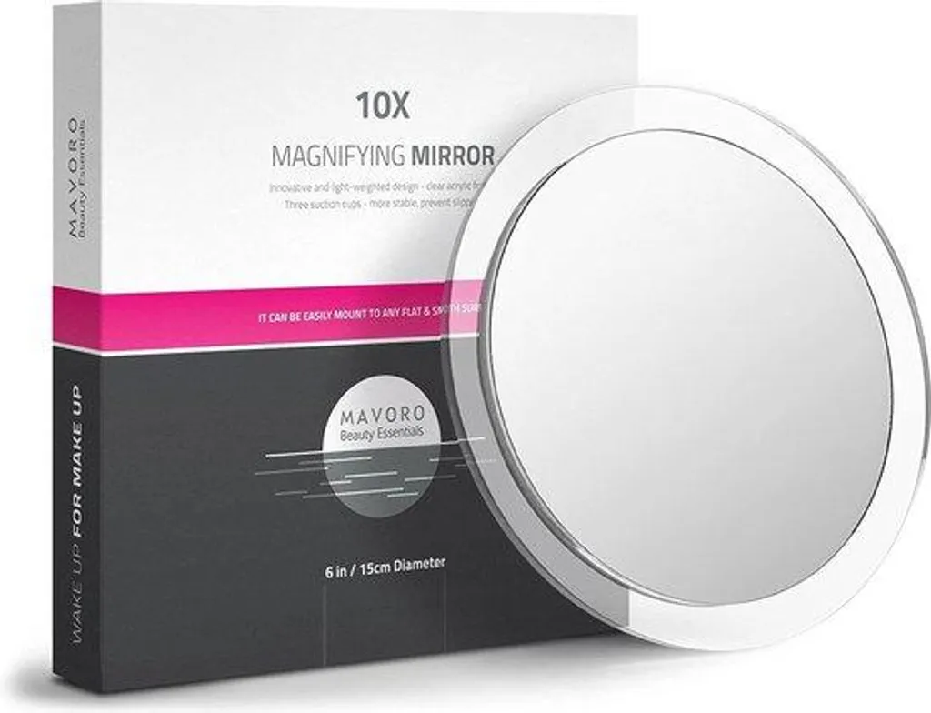 Miroir grossissant 10x avec manche 3 positions pliable - Format 15 cm
