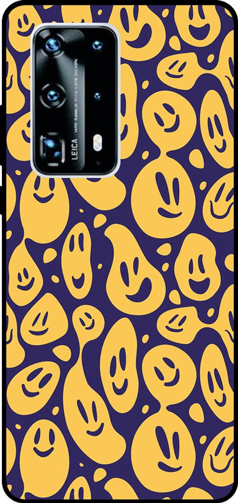 Smartphonica Telefon Fall geeignet für Huawei P40 Pro Plus mit Smiley-Druck - TPU zurück Abdeckung Fall Emoji Design - lila gelb