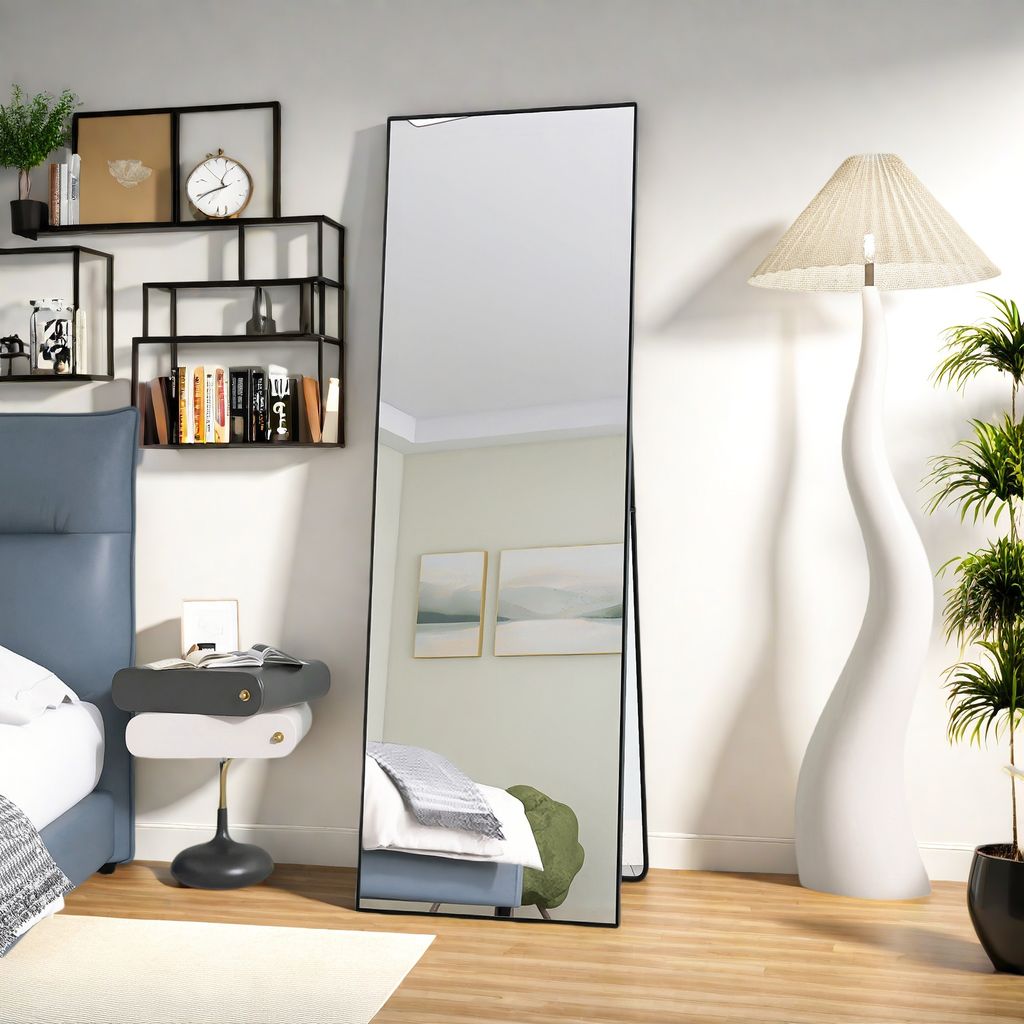 UnboxG 162 x 53 cm Ganzkörperspiegel, 3 in 1 Standspiegel und Wandspiegel, Ankleidespiegel, Garderobenspiegel für Schlafzimmer, Wohnzimmer und Ei...