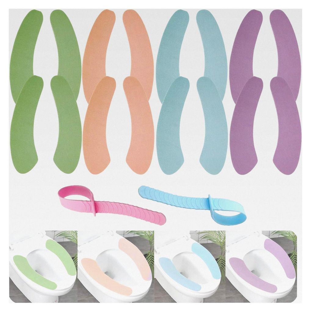 8 Paar weiche Badezimmer-Toilettensitze, 2 WC-Sitzheber, Badezimmer-Wärmer-Toilettensitz, Abdeckpolster, tragbar, waschbar und wiederverwendbar, g...