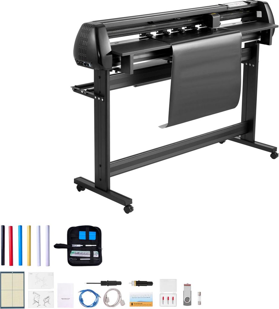 SucceBuy Vinylschneidemaschine mit 135 cm maximaler Zufuhrbreite, Doppelklingen und LED-Anzeige, anpassbares Schneideplotter-Set mit Aufkleberböge...