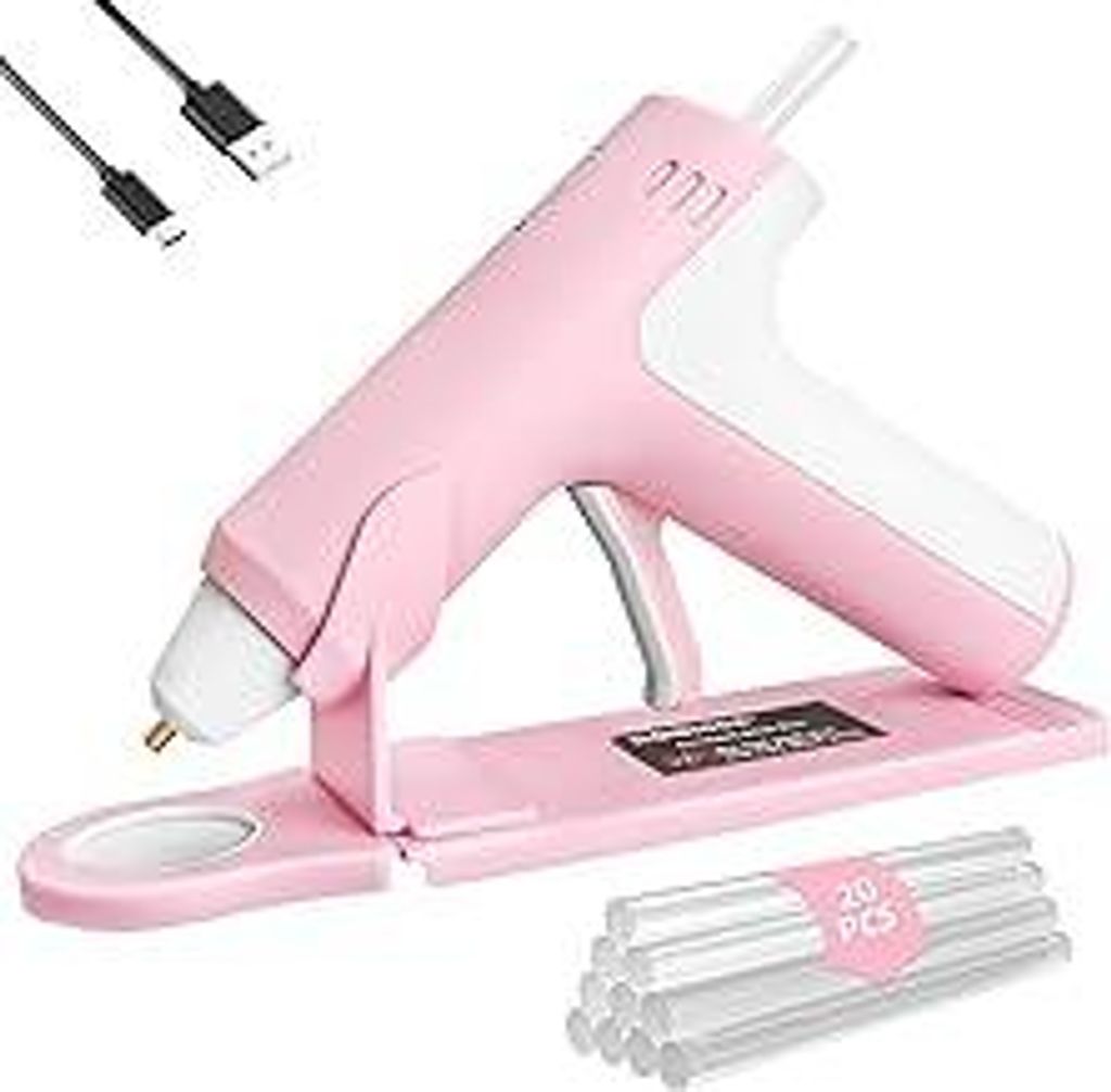 DOMINOX Akku Heißklebepistole, Klebepistole mit 20 Heißklebestift und 2000mAh Akku, 25s Schnelle Vorwärmung, Heißklebepistole Kabellos für Kun...