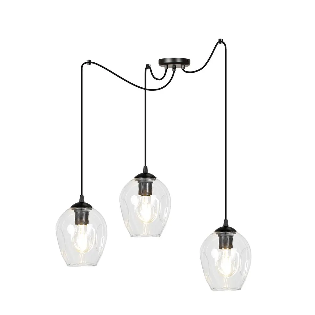 Suspension de plafond LEVEL 3 Emibig - Lustre 3 globes transparents