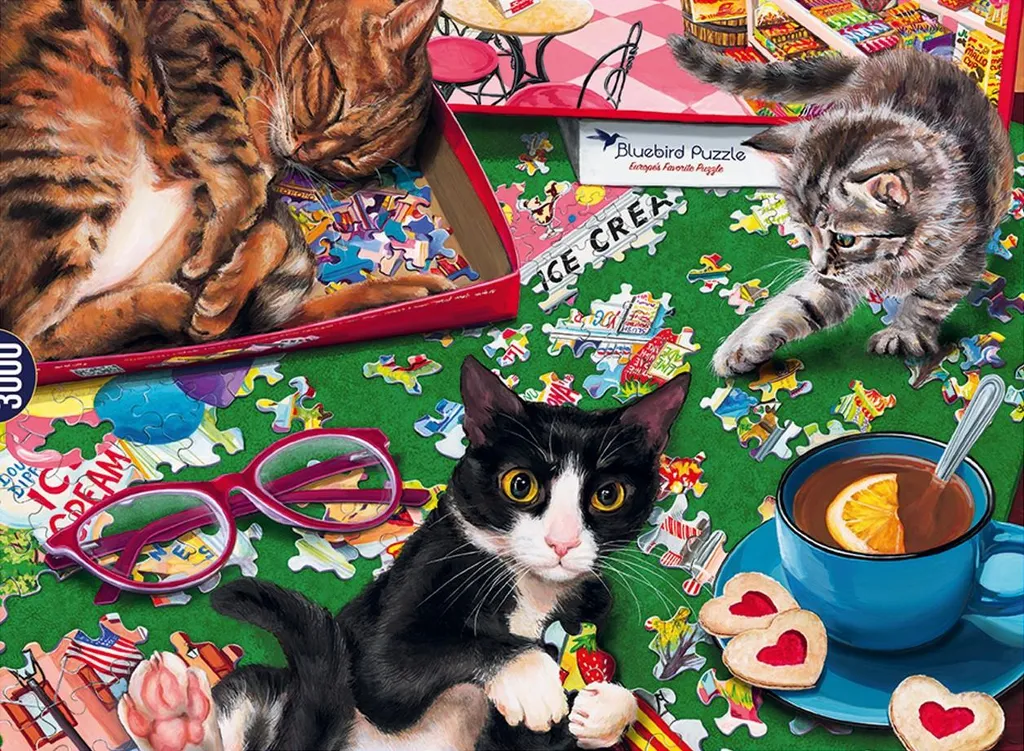 Puzzle 3000 pièces Chat Bluebird - Pièces Robustes sans Reflets Gênants