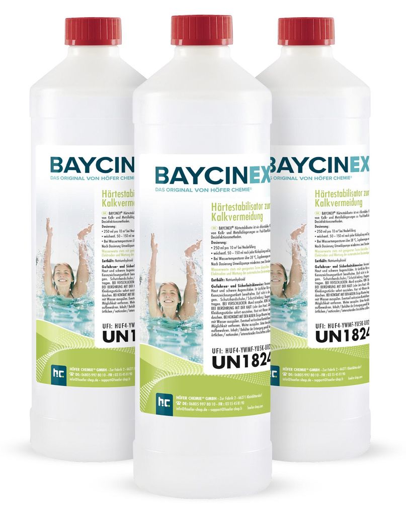 3x1 L BAYCINEX® Härtestabilisator Poolpflegemittel für Produktbild 