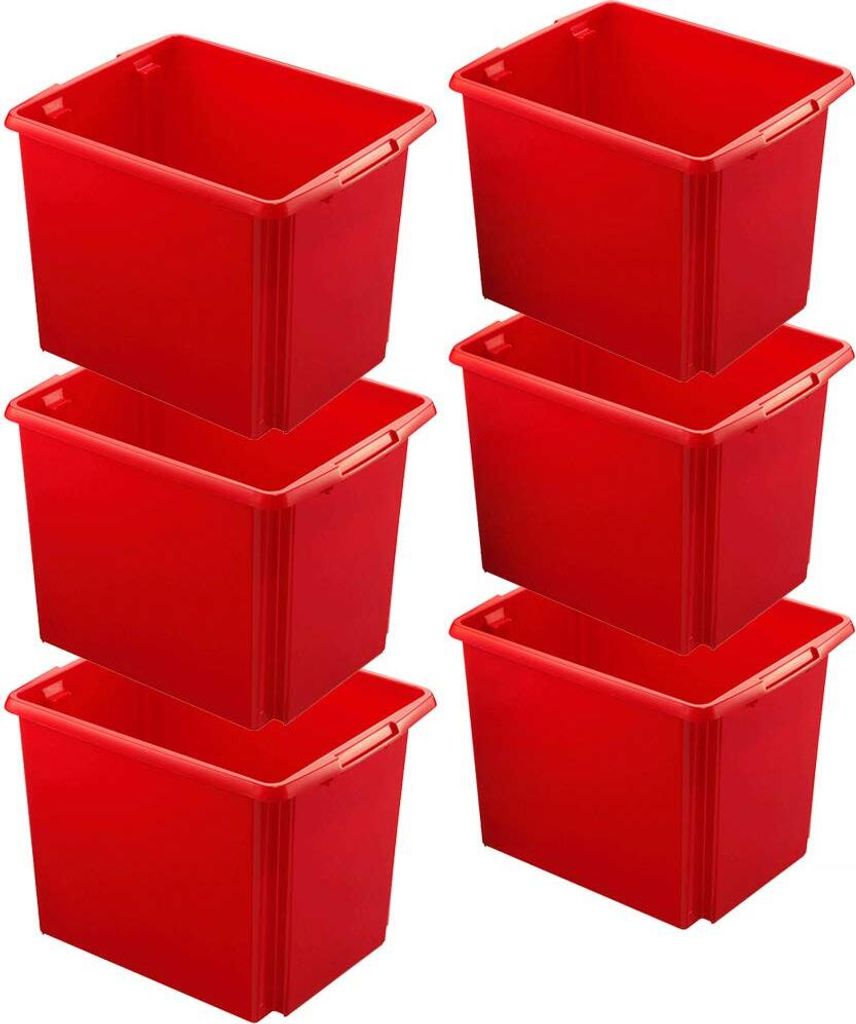 BRB 6X Aufbewahrungsbox, stapelbar, nestbar, 45 Liter, LxBxH 455 x 360 x 360 mm, Polypropylen (PP), rot