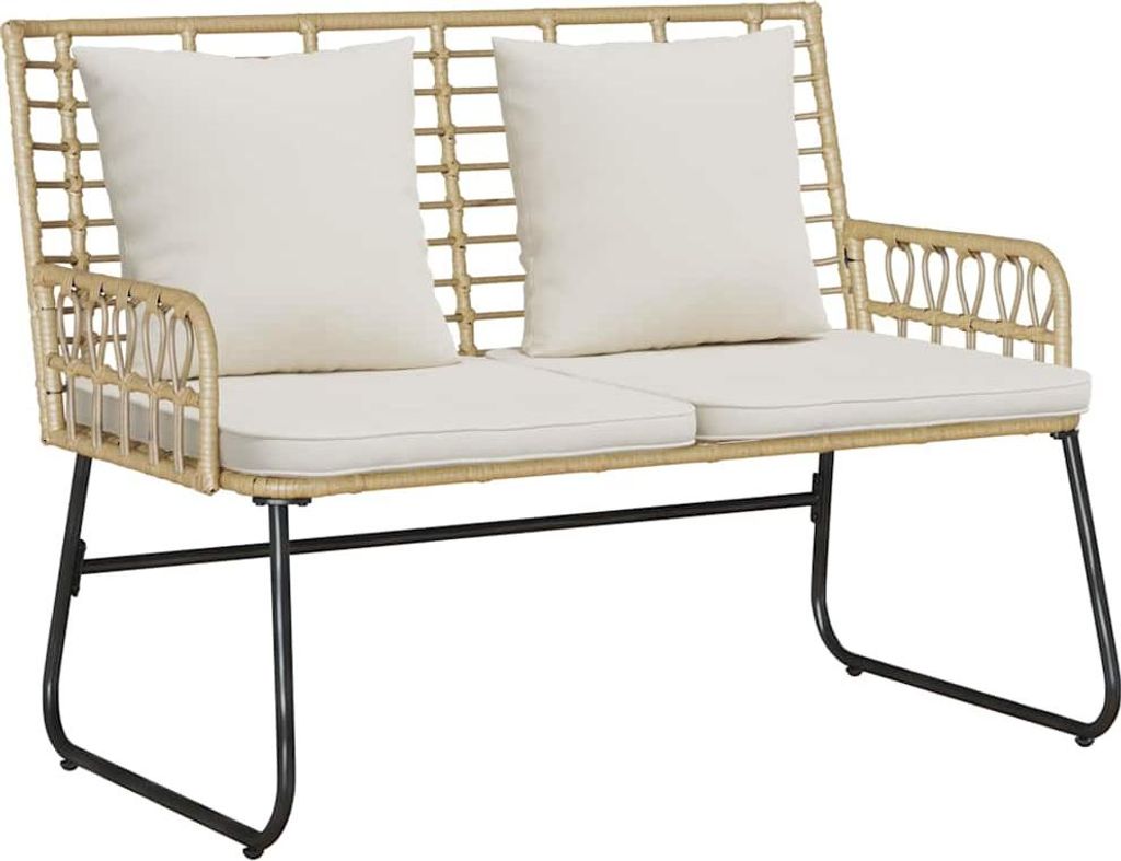 vidaXL Gartenbank Braun und Creme Poly-Rattan