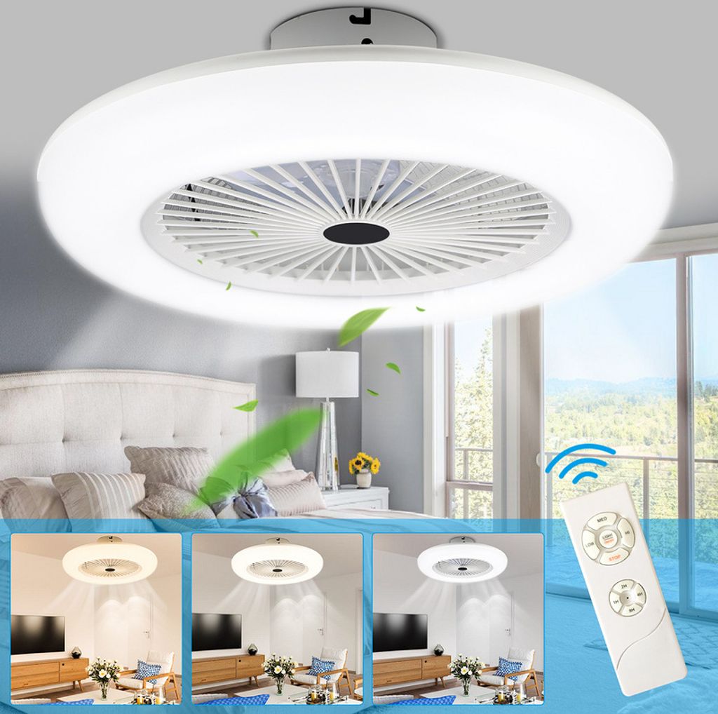 Jopassy Deckenventilator 80w Dimmbar Deckenleuchte Ventilator für Wohnzimmer LED mit Fernbedienung Deckenleuchte