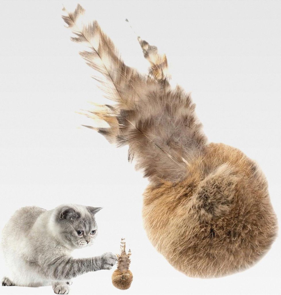 Spielzeugball für Katzen, 3 Bälle aus natürlichem Kaninchenhaar | weiches Plüschtier aus Kaninchenhaar zur Anreicherung von Micini – für Üb...