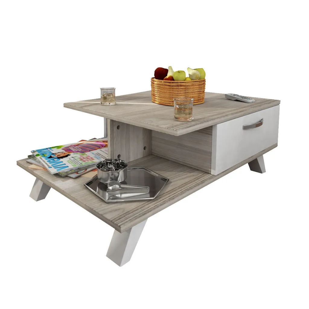 Table basse blanche facile à nettoyer et robuste pour petit salon