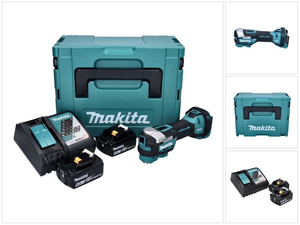 Makita DTM 52 RGJ Akku Multifunktionswerkzeug 18 V Starlock Max Brushless + 2x Akku 6,0 Ah + Ladegerät + Makpac