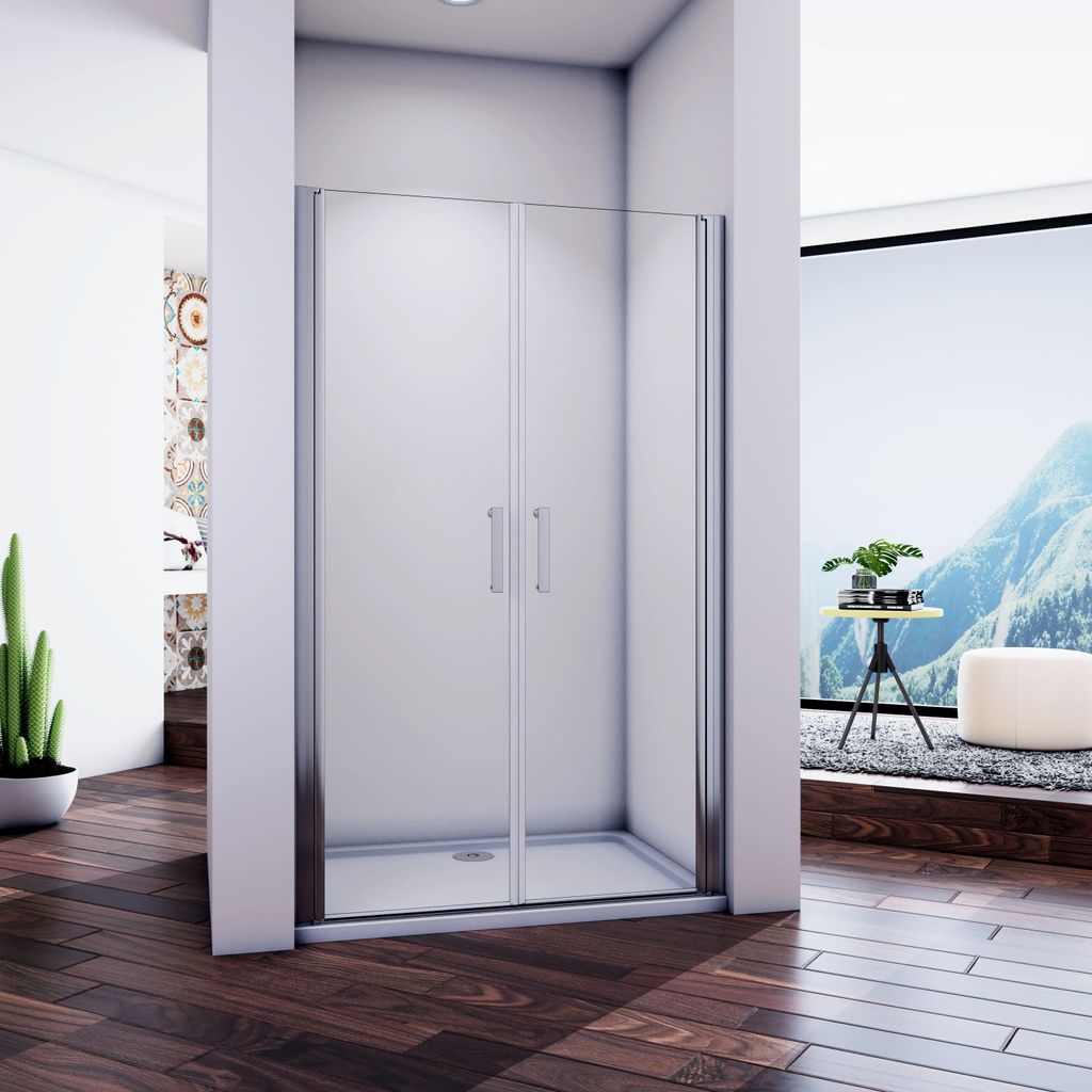 AICA Doppeltür Duschwand  75x185cm，5mm ESG-glas，Komplett Produktbild 