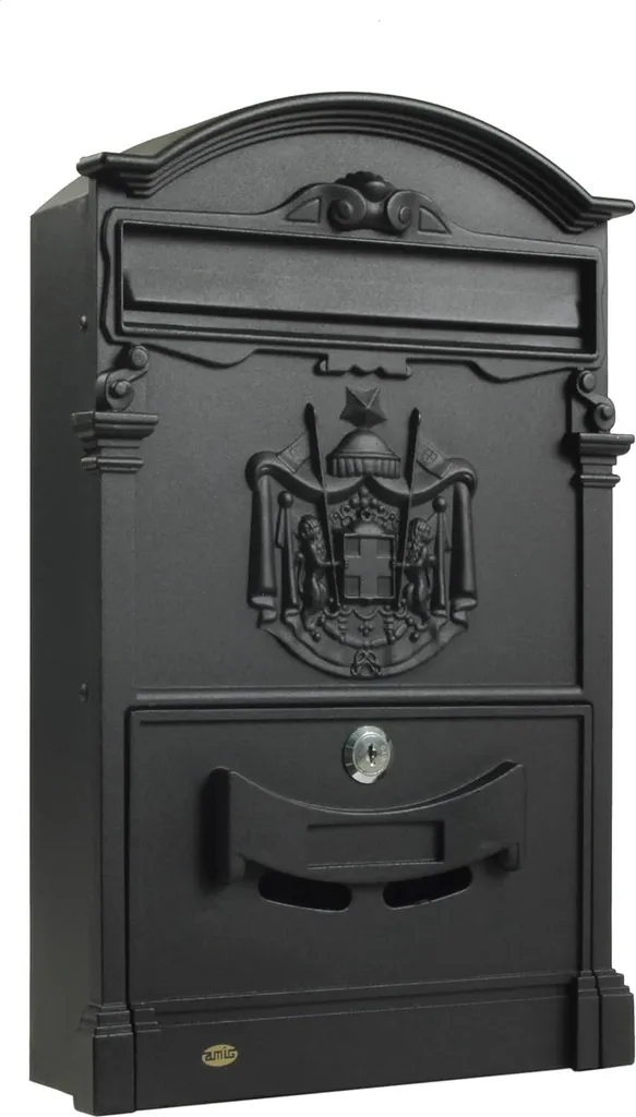 Boîte aux lettres aluminium noir mat classique 40 cm résistante UV